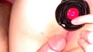 Taunting My Taut Moist Vagina While I Have My Anal Dildo In